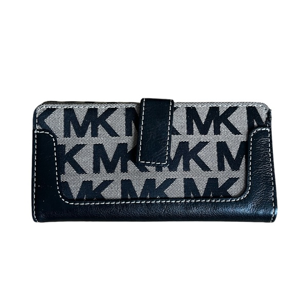 Michael Kors Signature Classic Monogram MK Tote Purse Black w/Matching Wallet - Picture 8 of 9